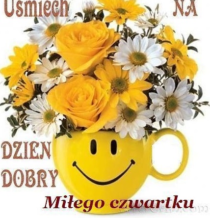 Kwiaty w uśmiechniętym kubku